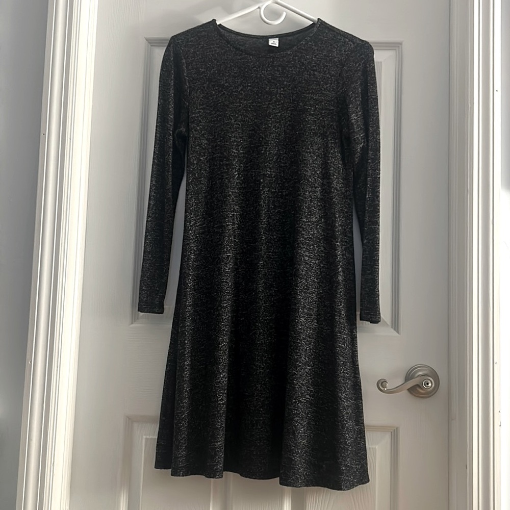 Old Navy Cozy Charcoal Gray Women's Knit Swing  Long Sleeve Dress Size S